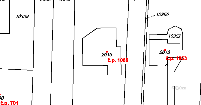 Hrušovany nad Jevišovkou 1065 na parcele st. 2010 v KÚ Hrušovany nad Jevišovkou, Katastrální mapa