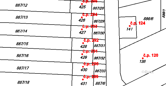 Velká Ves 292, Broumov na parcele st. 428 v KÚ Velká Ves u Broumova, Katastrální mapa