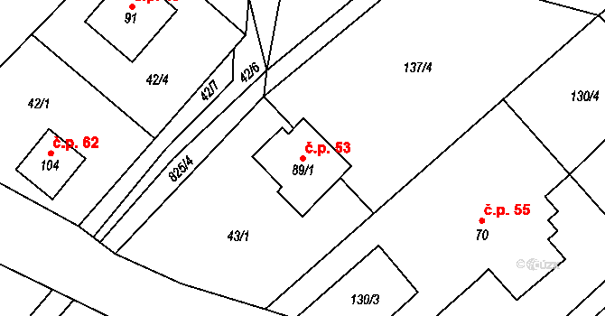 Slavoňov 53, Lukavice na parcele st. 89/1 v KÚ Slavoňov u Lukavice, Katastrální mapa
