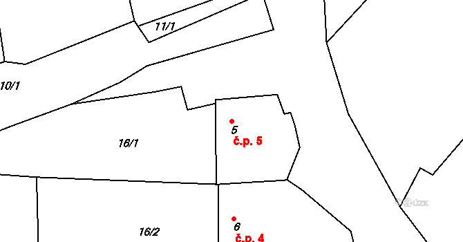 Horní Nerestce 5, Nerestce na parcele st. 5 v KÚ Horní Nerestce, Katastrální mapa