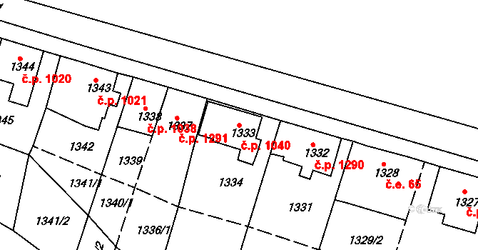 Vejprty 1040 na parcele st. 1333 v KÚ Vejprty, Katastrální mapa