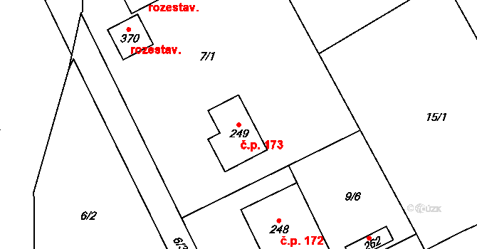 Malá Čermná 173, Čermná nad Orlicí na parcele st. 249 v KÚ Malá Čermná nad Orlicí, Katastrální mapa