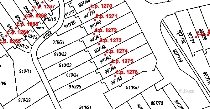 Rychnov nad Kněžnou 1274 na parcele st. 907/43 v KÚ Rychnov nad Kněžnou, Katastrální mapa