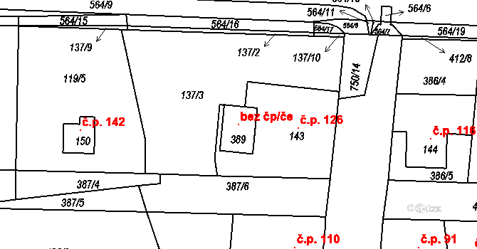 Neratovice 101719019 na parcele st. 389 v KÚ Mlékojedy u Neratovic, Katastrální mapa