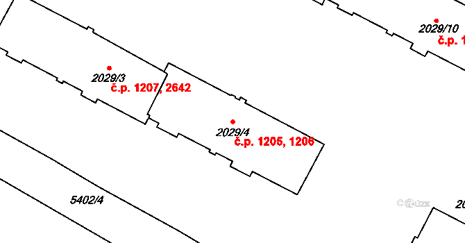 Znojmo 1205,1206 na parcele st. 2029/4 v KÚ Znojmo-město, Katastrální mapa