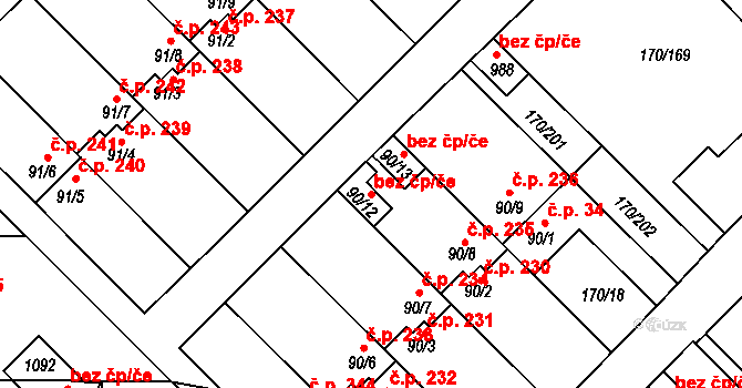 Brandýsek 110299019 na parcele st. 90/12 v KÚ Brandýsek, Katastrální mapa