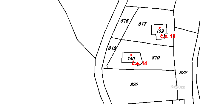 Lomec 4, Úmonín na parcele st. 179 v KÚ Lomec u Úmonína, Katastrální mapa