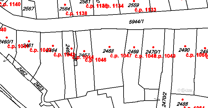 Jihlava 1047 na parcele st. 2468 v KÚ Jihlava, Katastrální mapa