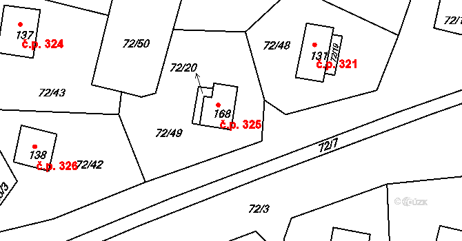 Klení 325, Benešov nad Černou na parcele st. 168 v KÚ Klení, Katastrální mapa