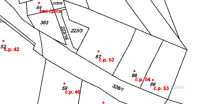 Drnov 52, Žižice na parcele st. 67 v KÚ Drnov, Katastrální mapa