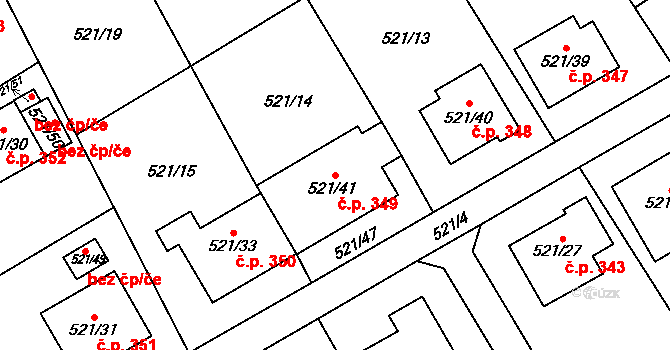 Krmelín 349 na parcele st. 521/41 v KÚ Krmelín, Katastrální mapa