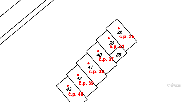 Drasty 37, Klecany na parcele st. 40 v KÚ Drasty, Katastrální mapa