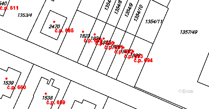 Chlumec nad Cidlinou IV 692, Chlumec nad Cidlinou na parcele st. 1826 v KÚ Chlumec nad Cidlinou, Katastrální mapa