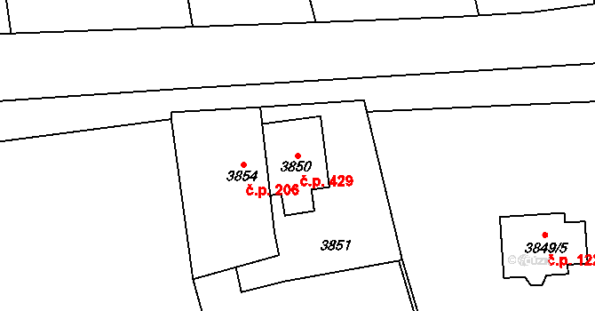 Dolní Lutyně 429 na parcele st. 3850 v KÚ Dolní Lutyně, Katastrální mapa