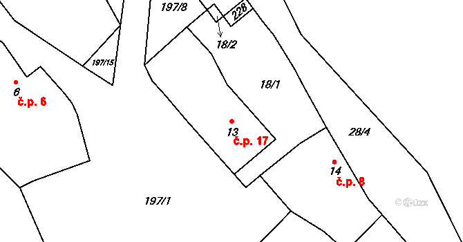 Ohrazenice 17, Volenice na parcele st. 13 v KÚ Ohrazenice u Tažovic, Katastrální mapa