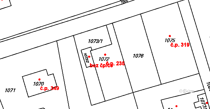 Záblatí 235, Bohumín na parcele st. 1072 v KÚ Záblatí u Bohumína, Katastrální mapa