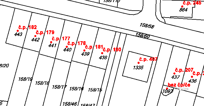 Háje 180, Cheb na parcele st. 438 v KÚ Háje u Chebu, Katastrální mapa