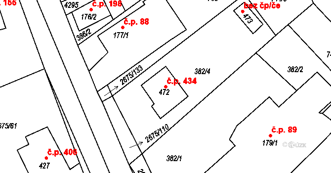 Černilov 434 na parcele st. 472 v KÚ Černilov, Katastrální mapa