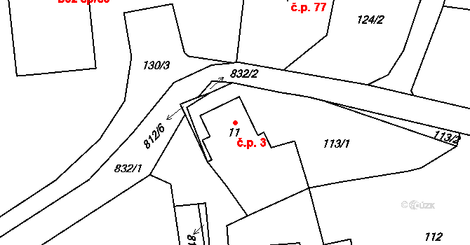 Luby 3, Klatovy na parcele st. 11 v KÚ Luby, Katastrální mapa