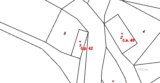 Kotel 42, Osečná na parcele st. 3 v KÚ Kotel, Katastrální mapa