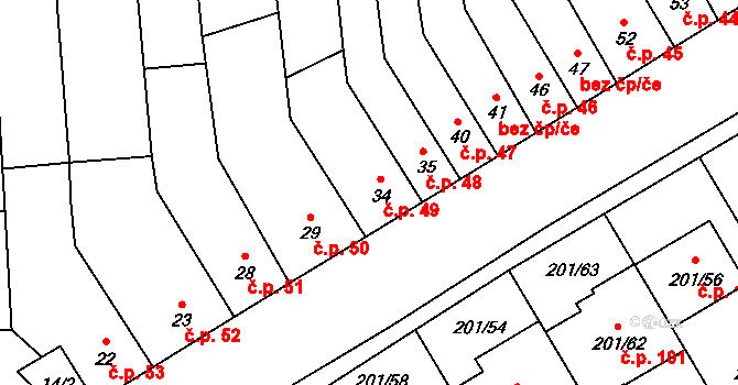 Popovice 49 na parcele st. 34 v KÚ Popovice u Rajhradu, Katastrální mapa