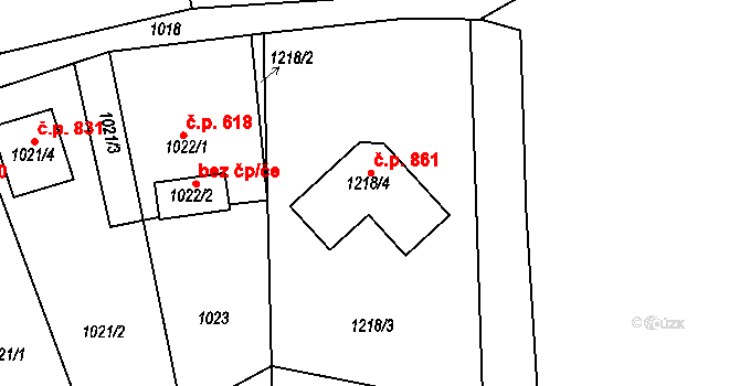 Kynšperk nad Ohří 861 na parcele st. 1218/4 v KÚ Kynšperk nad Ohří, Katastrální mapa