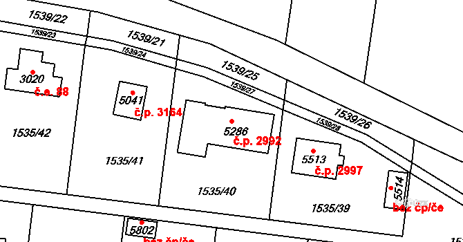Dvůr Králové nad Labem 2992 na parcele st. 5286 v KÚ Dvůr Králové nad Labem, Katastrální mapa