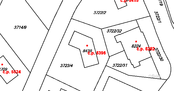 Zlín 5396 na parcele st. 8439 v KÚ Zlín, Katastrální mapa