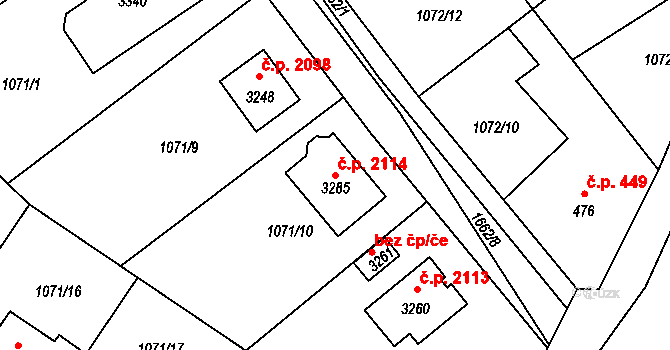 Říčany 2114 na parcele st. 3285 v KÚ Říčany u Prahy, Katastrální mapa