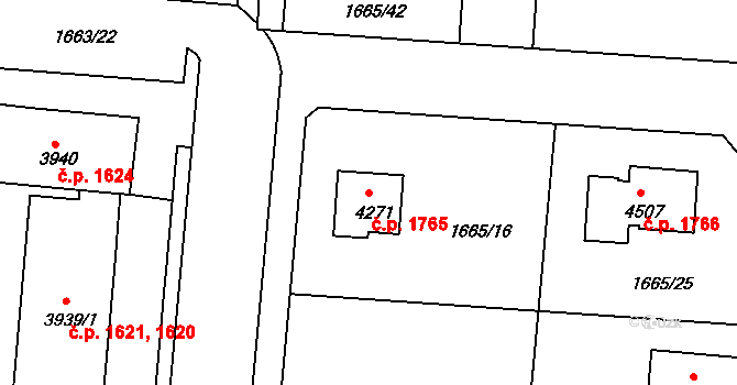 Čelákovice 1765 na parcele st. 4271 v KÚ Čelákovice, Katastrální mapa
