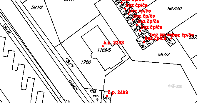 Blansko 2398 na parcele st. 1168/5 v KÚ Blansko, Katastrální mapa