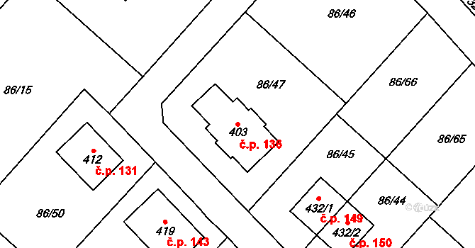 Stradonice 136, Nižbor na parcele st. 403 v KÚ Stradonice u Nižboru, Katastrální mapa