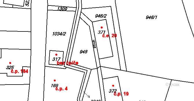 Juliovka 20, Krompach na parcele st. 371 v KÚ Krompach, Katastrální mapa