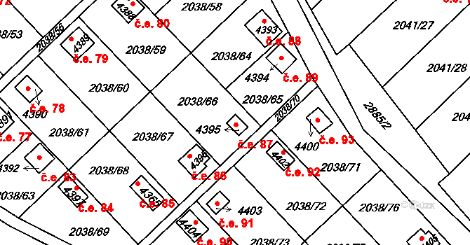 Chrudim II 87, Chrudim na parcele st. 4395 v KÚ Chrudim, Katastrální mapa