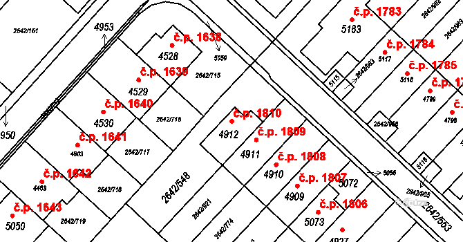 Kuřim 1810 na parcele st. 4912 v KÚ Kuřim, Katastrální mapa