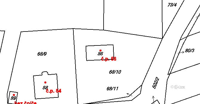 Kucíny 56, Příchovice na parcele st. 86 v KÚ Kucíny, Katastrální mapa