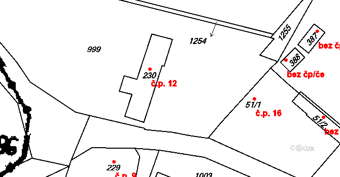 Rastory 12, Podolí I na parcele st. 230 v KÚ Podolí I, Katastrální mapa
