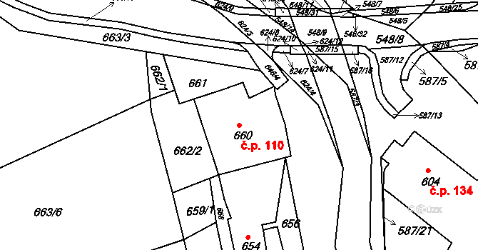 Polnička 110 na parcele st. 660 v KÚ Polnička, Katastrální mapa