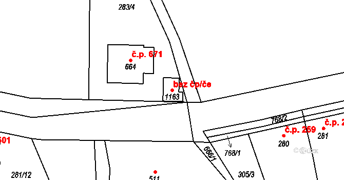 Slatiňany 38060019 na parcele st. 1163 v KÚ Slatiňany, Katastrální mapa