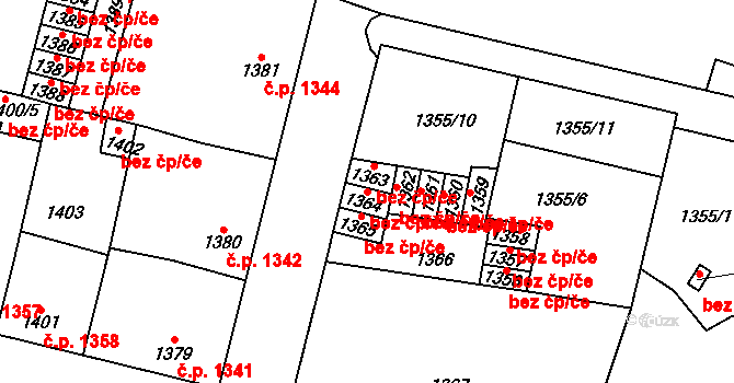 Kladno 38569019 na parcele st. 1364 v KÚ Kročehlavy, Katastrální mapa