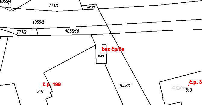 Bystřička 39518019 na parcele st. 518/1 v KÚ Bystřička II, Katastrální mapa