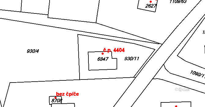 Zlín 4404 na parcele st. 6847 v KÚ Zlín, Katastrální mapa