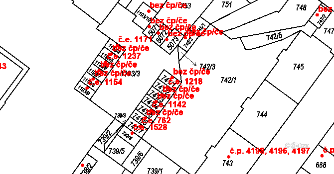 Chomutov 43035019 na parcele st. 741/2 v KÚ Chomutov II, Katastrální mapa