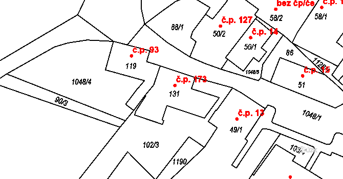 Velichov 173 na parcele st. 131 v KÚ Velichov, Katastrální mapa