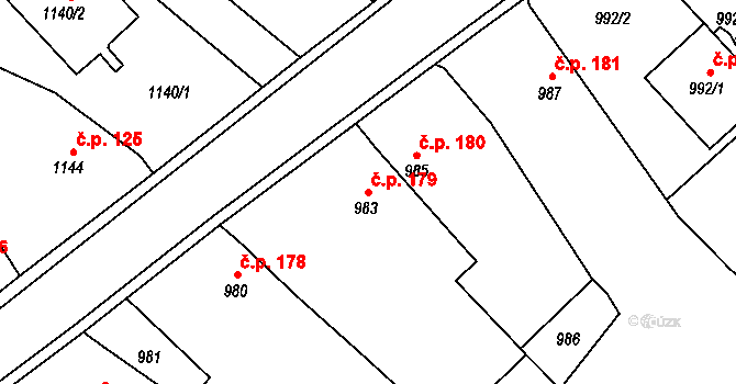 Kobeřice 179 na parcele st. 983 v KÚ Kobeřice ve Slezsku, Katastrální mapa