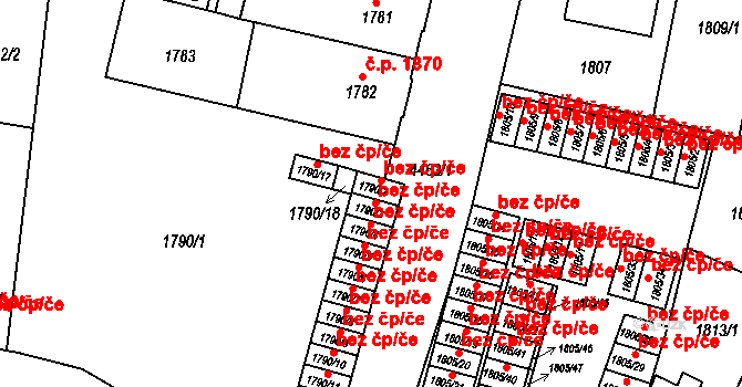 Teplice 45130019 na parcele st. 1790/2 v KÚ Teplice, Katastrální mapa
