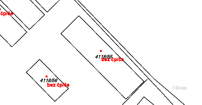 Teplice 45153019 na parcele st. 4118/55 v KÚ Teplice, Katastrální mapa