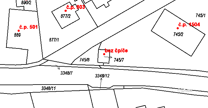 Pelhřimov 45286019 na parcele st. 745/7 v KÚ Pelhřimov, Katastrální mapa