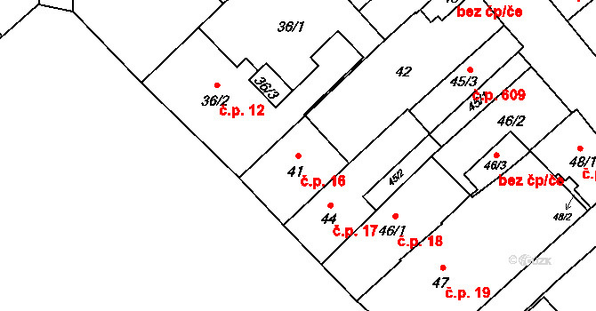 Hlučín 16 na parcele st. 41 v KÚ Hlučín, Katastrální mapa