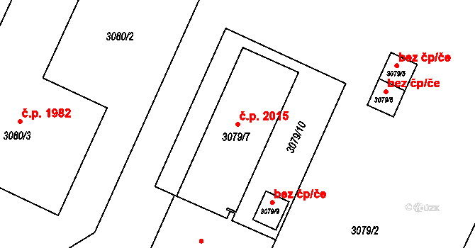 Bruntál 2015 na parcele st. 3079/7 v KÚ Bruntál-město, Katastrální mapa
